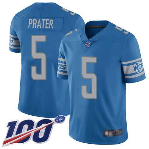 Detroit Lions Limited Blue Men Matt Prater Home Jersey NFL Football #5 100th Season Vapor Untouchable
